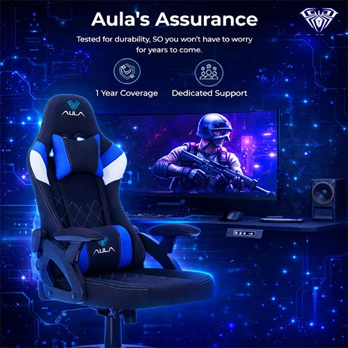 Aula F016 Ergonomic Black and Blue Gaming Chair